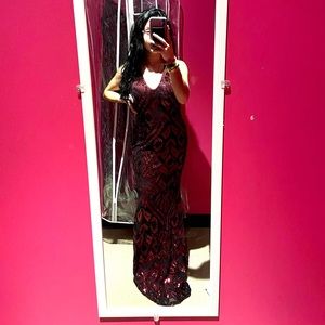 Red sequin prom dress